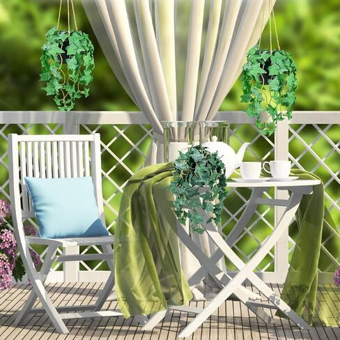 Artificial Hanging Potted Plants Set of 3, Faux Greenery Hanging Plants with Pots Fake Potted Vines for Home Kitchen Office Indoor Outdoor Decor in Saudi Arabia