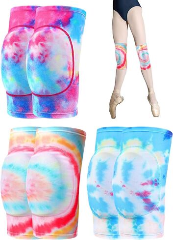 3 قطع من وسادات الركبة للرقص للنساء والفتيات وكرة الطائرة ومضادة للانزلاق ومبطنة بإسفنجة لحماية الركبة، دعامة مرنة قابلة للتنفس لدعم الركبة لكرة القدم وكرة السلة والتزلج (نمط صبغ التعادل) in Kuwait