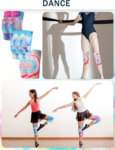 3 قطع من وسادات الركبة للرقص للنساء والفتيات وكرة الطائرة ومضادة للانزلاق ومبطنة بإسفنجة لحماية الركبة، دعامة مرنة قابلة للتنفس لدعم الركبة لكرة القدم وكرة السلة والتزلج (نمط صبغ التعادل) in Kuwait
