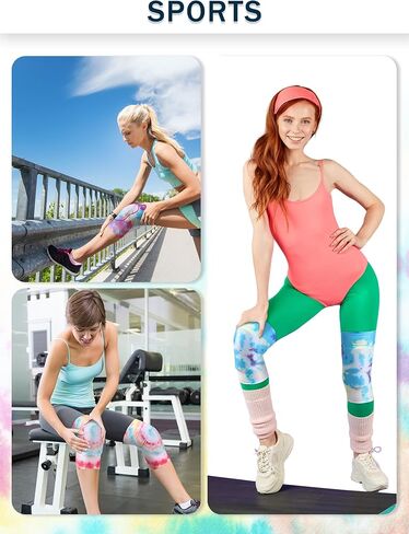 3 قطع من وسادات الركبة للرقص للنساء والفتيات وكرة الطائرة ومضادة للانزلاق ومبطنة بإسفنجة لحماية الركبة، دعامة مرنة قابلة للتنفس لدعم الركبة لكرة القدم وكرة السلة والتزلج (نمط صبغ التعادل) in Kuwait