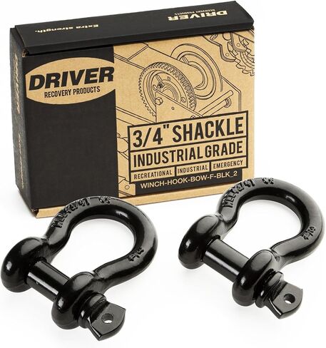 3/4 Inch D-Ring Shackle (2 Pack) with 4.75-Ton (9,500 lbs) Working Capacity - Heavy Duty 70 Grade Steel Truck Accessory for Tow Strap, Off Road Towing, and Winch in Kuwait