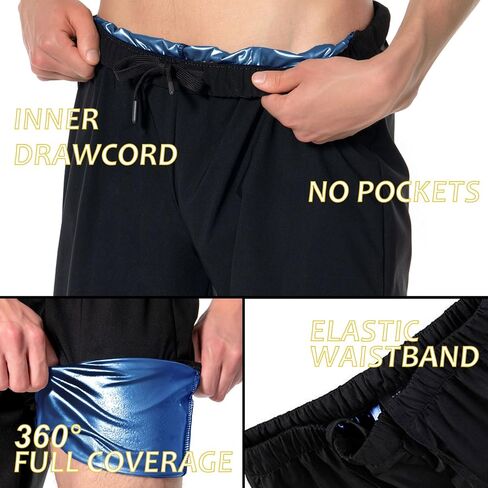 Sauna Shorts for Men Sweat Pants with Drawstring, Heat Trapping Sweat Shorts Sauna Suit for Men Workout Gym Exercise in Saudi Arabia