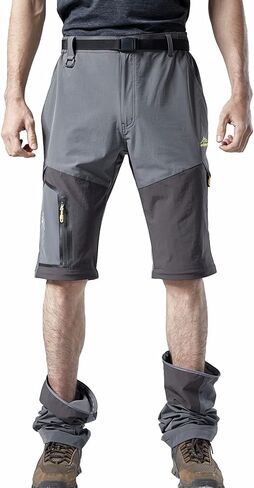 سروال المشي لمسافات طويلة للرجال قابل للتحويل، سروال صيد سريع الجفاف، سروال تخييم خارجي بسحاب قابل للتمدد بعامل حماية من الأشعة فوق البنفسجية 50 مع 5 جيوب in Kuwait