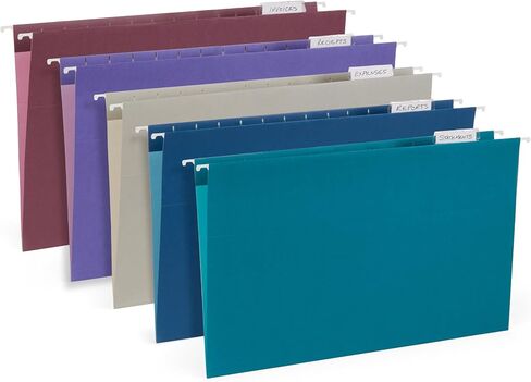 Blue Summit Hanging File Folders for Organization, Legal Size, Assorted Jewel Tones – 25 Pack in Saudi Arabia