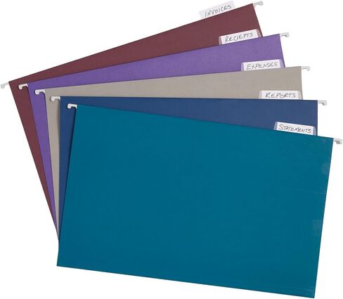 Blue Summit Hanging File Folders for Organization, Legal Size, Assorted Jewel Tones – 25 Pack in Saudi Arabia