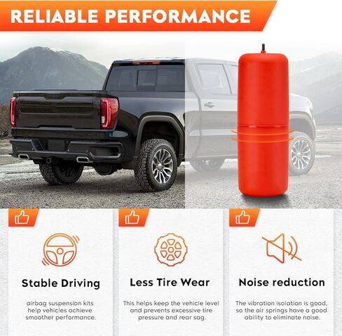 مجموعة أكياس تعليق الهواء 5000 رطل متوافقة مع 2009-2010 دودج رام 1500، 2011-2022 رام 1500، 2019-2022 1500 كلاسيك استبدال رفع الهواء 60818 in Kuwait