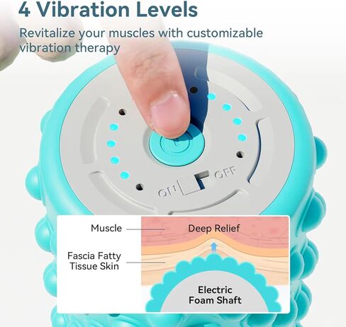 أسطوانة إسفنجية اهتزازية 4 سرعات، ترقية مدمجة محمولة 11.8 × 3.4 بوصة، أسطوانة إسفنجية كهربائية، أسطوانة تدليك عالية الكثافة للعضلات، تدليك عميق للياقة البدنية، شحن أسطوانة إسفنجية تستخدم للعلاج الطبيعي in Kuwait