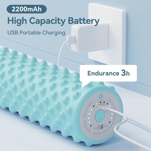 أسطوانة إسفنجية اهتزازية 4 سرعات، ترقية مدمجة محمولة 11.8 × 3.4 بوصة، أسطوانة إسفنجية كهربائية، أسطوانة تدليك عالية الكثافة للعضلات، تدليك عميق للياقة البدنية، شحن أسطوانة إسفنجية تستخدم للعلاج الطبيعي in Kuwait