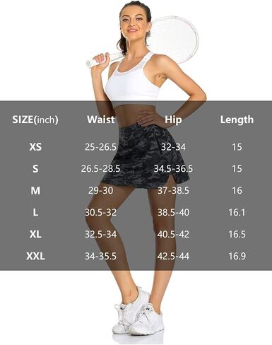 تنورة تنس نسائية نشطة من SEVEGO مع شورت مدمج وجيوب جانبية وتنورة متوسطة الخصر للتدريب على أداء الجولف والجري in Kuwait