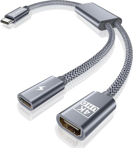 محول Basesailor USB C إلى HDMI مع منفذ شاحن PD 100 وات، محول 2 في 1 من النوع C إلى 4K MHL HDMI أنثى، Thunderbolt 3 لهاتف iPhone 15 Pro Max Plus، MacBook، ipad Air 5 Mini 6، Galaxy، Steam Deck، ROG حليف in Kuwait