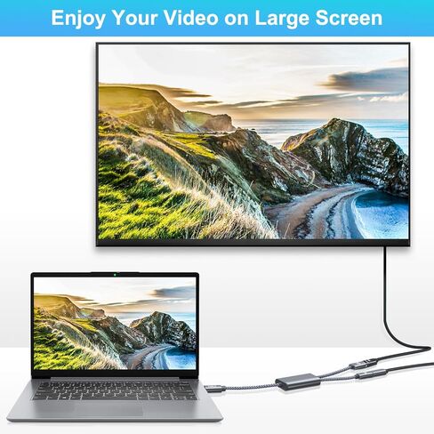 محول Basesailor USB C إلى HDMI مع منفذ شاحن PD 100 وات، محول 2 في 1 من النوع C إلى 4K MHL HDMI أنثى، Thunderbolt 3 لهاتف iPhone 15 Pro Max Plus، MacBook، ipad Air 5 Mini 6، Galaxy، Steam Deck، ROG حليف in Kuwait