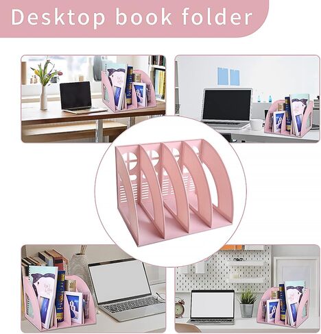 Marte Vanci 2 Pcs Magazine File Holder Book Desktop Organizer Plastic Storage Sturdy Vertical 3 Section Folder (Black) in Saudi Arabia