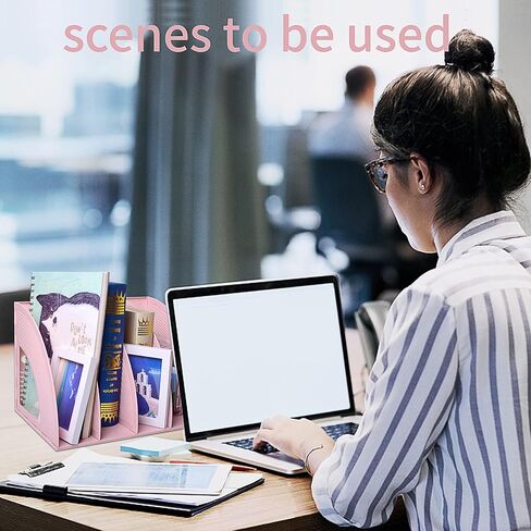 Marte Vanci 2 Pcs Magazine File Holder Book Desktop Organizer Plastic Storage Sturdy Vertical 3 Section Folder (Black) in Saudi Arabia