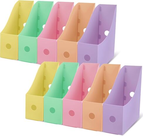 10 Pack Plastic Magazine Holders 5 Light Colors Magazine Storage Box File Organizer Folder Book Holder for Desk Desktop Document Organizer for Office School in Saudi Arabia