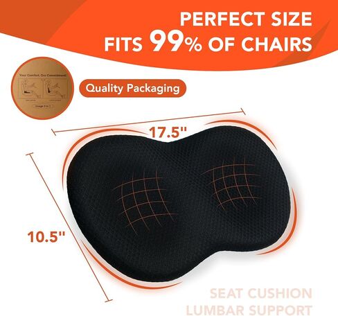 وسادة مقعد السيارة: وسائد مقعد السائق مكونة من قطعتين - وسائد سيارة من الإسفنج الذكي لتخفيف آلام المؤخرة/عرق النسا - وسائد قيادة للسيارة والشاحنات والمكتب - أسود in Kuwait