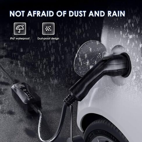 شاحن EV المستوى 1-2، 110-240 فولت 6-16 أمبير شاحن السيارة الكهربائية الحالي القابل للتعديل، كابل 16 قدم شاحن سيارة EV عالمي NEMA 6-20 قابس مع محول NEMA 5-15 للسيارات الكهربائية J1772 in Kuwait