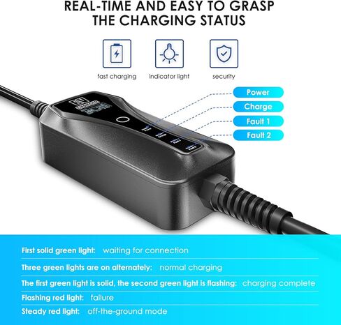 شاحن EV المستوى 1-2، 110-240 فولت 6-16 أمبير شاحن السيارة الكهربائية الحالي القابل للتعديل، كابل 16 قدم شاحن سيارة EV عالمي NEMA 6-20 قابس مع محول NEMA 5-15 للسيارات الكهربائية J1772 in Kuwait