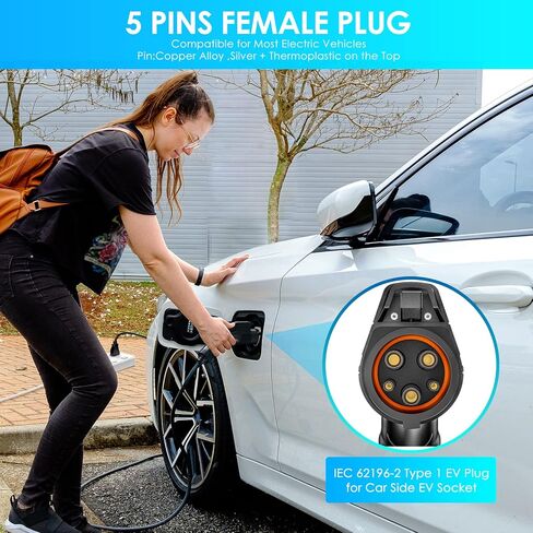 شاحن EV المستوى 1-2، 110-240 فولت 6-16 أمبير شاحن السيارة الكهربائية الحالي القابل للتعديل، كابل 16 قدم شاحن سيارة EV عالمي NEMA 6-20 قابس مع محول NEMA 5-15 للسيارات الكهربائية J1772 in Kuwait