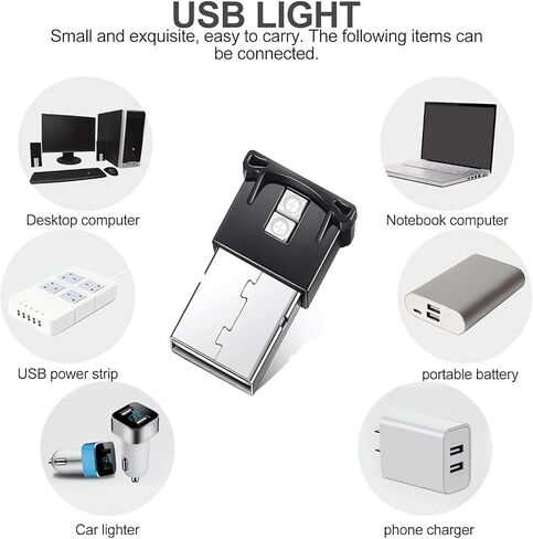 قطعتان من مصابيح LED USB الصغيرة - إضاءة داخلية LED للسيارة RGB، مصابيح LED ذكية بتيار مستمر 5 فولت للوحة مفاتيح الكمبيوتر المحمول، مصباح ليلي لتزيين المكتب المنزلي، سطوع قابل للتعديل مع 8 ألوان in Saudi Arabia