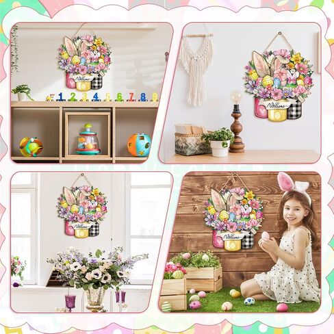 Boao Spring Door Sign Decor Flower Spring Wooden Hanging Door Sign Spring Plaque Decorations Indoor Floral Spring Wall Hanger for Spring Party Indoor Outdoor Home in Saudi Arabia