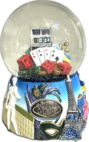 Las Vegas Musical Snow Globe Snow Dome - 100 mm - Glass Globe - The Entertainer Song in Saudi Arabia