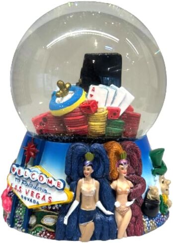 Las Vegas Musical Snow Globe Snow Dome - 100 mm - Glass Globe - The Entertainer Song in Saudi Arabia