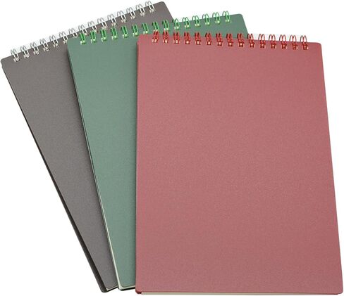 Yansanido Top Bound Spiral Notebook, 3 Pcs 3 Color A5 Size Thick Plastic Hardcover 8mm Ruled Paper 80 Sheets (160 Pages) Journal for School and Office Supplies (Dark Color) in Saudi Arabia