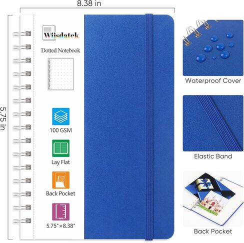 Spiral Blank Journal Notebook, Sketch Book with 100gsm Thick Blank Paper, Medium 5.75'' × 8.38', Hardcover, Inner Pocket(Black) in Kuwait