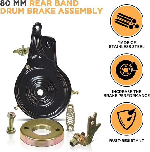 مجموعة فرامل أسطوانة خلفية 80 مم من AlveyTech - بديل لدراجة Schwinn Meridian Trike، صاروخ Mod Pocket Razor، سكوتر كهربائي، أجزاء دراجة إلكترونية صغيرة، مجموعة سكوتر قابلة للطي، فرامل محور الدراجة الترابية in Kuwait