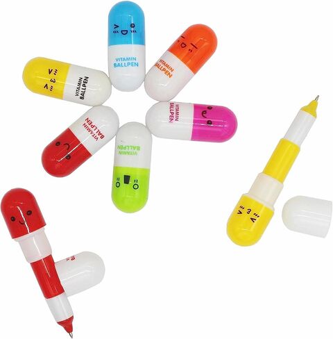 40pcs Vitamin Pill Ballpoint Pen Cute Cartoon Retractable Ball Pen Smiling Face Ball Pen For Kids (Random Color) in Saudi Arabia