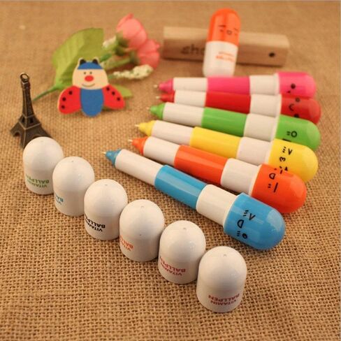 40pcs Vitamin Pill Ballpoint Pen Cute Cartoon Retractable Ball Pen Smiling Face Ball Pen For Kids (Random Color) in Saudi Arabia