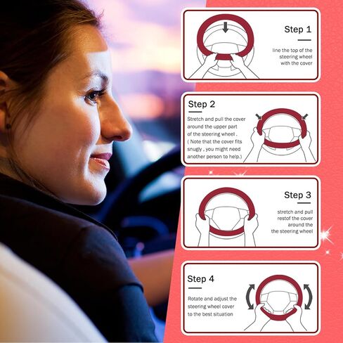 Cute Sparkly Black Car Steering Wheel Cover, Soft Breathable Anti-Slip PU Leather Steering Wheels Covers with Diamond Bling Rhinestone,Universal Protector Cars Accessories in Kuwait