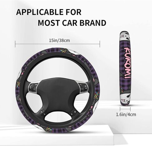 Cute Cartoon Steering Wheel Cover with 2PCS Car Coasters Women Girls Car Steering Wheel Covers 15 Inch Kawaii Car Accessories in Saudi Arabia