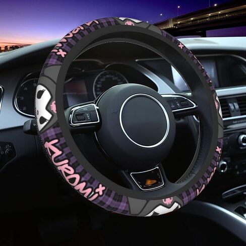 Cute Cartoon Steering Wheel Cover with 2PCS Car Coasters Women Girls Car Steering Wheel Covers 15 Inch Kawaii Car Accessories in Saudi Arabia