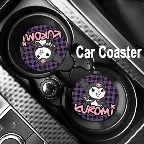 Cute Cartoon Steering Wheel Cover with 2PCS Car Coasters Women Girls Car Steering Wheel Covers 15 Inch Kawaii Car Accessories in Saudi Arabia