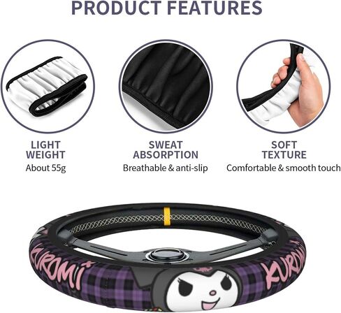 Cute Cartoon Steering Wheel Cover with 2PCS Car Coasters Women Girls Car Steering Wheel Covers 15 Inch Kawaii Car Accessories in Saudi Arabia