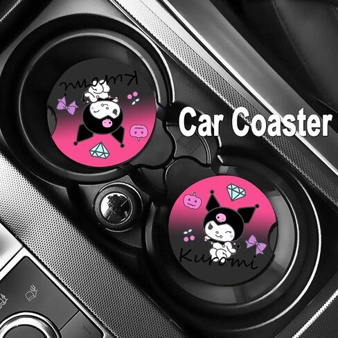 Cute Cartoon Steering Wheel Cover with 2PCS Car Coasters Women Girls Car Steering Wheel Covers 15 Inch Kawaii Car Accessories in Saudi Arabia