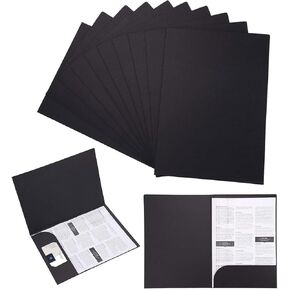 10 Pcs Pocket Presentation Paper File Folders A4 Letter Size Brown Black Portfolio Kraft Paper File Holders 8.5 x 11.5" Matte Cardstock Pocket Folders with Pockets for Business Home Office