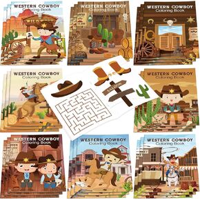 Nezyo 24 Pieces Cowboy Coloring Books Wild West Theme DIY Art Drawing Book Western Party Favors Cowboy Wanted Color Booklets Bulk for Western Wild West Birthday Gift Goodie Bag Filler