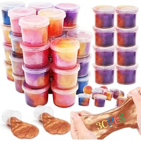 DINESIL 30 Packs Galaxy Slime, Stress Relief Slime Toys for Kids Easter Party Favor, Classroom Exchange, School Classroom Game Prizes