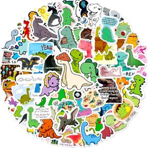 Dinosaur Stickers | Unique Assorted 100 PCS | Cute Vinyl Waterproof Stickers for Laptop,Guitar,Motorcycle,Bike,Skateboard,Luggage,Phone,Hydro Flask, Gift for Kids Teen Birthday Party