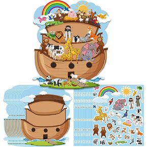 ملصقات حيوانات Haooryx Noah's Ark-Noah's Ark's Animal Scener Processions Processive Diy Diy Higers Educations Children School School School Paper Craft Kit Church Church Church Event