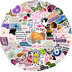 Laptop Stickers | Unique Assorted 100 PCS | Cute Aesthetic Funny Vinyl Waterproof Stickers for Laptop,Guitar,Motorcycle,Bike,Skateboard,Luggage,Phone,Hydro Flask, Gift for Teen Adult