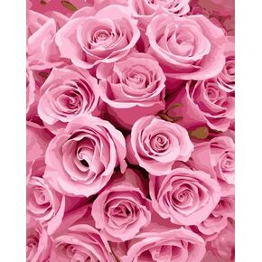 ABEUTY Paint by Numbers Kits，DIY Acrylic Oil Painting with Brush Canvas,Pink Rose 16x20 inches Craft for Home Wall Decor(No Frame)