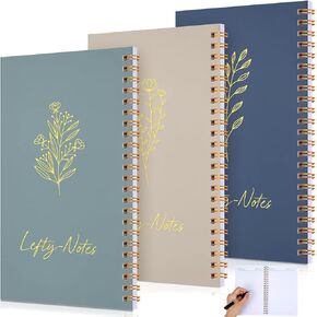 Lewtemi Small 3 Pieces Left Handed Notebook 8 x 5 Inch Small Lefty Spiral Notebooks Wire Bound Paper Journal for College Subject Office Worker Supplies Easier Use, 100 Page(Soft Color)