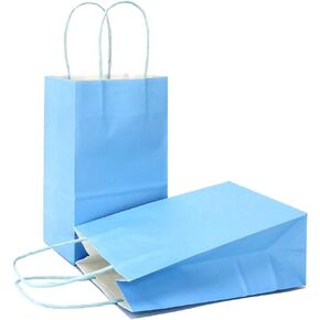 AZOWA Gift Bags Small Kraft Paper Bags with Handles (5 x 3.1 x 8.2 in, Green, 12 Pcs)