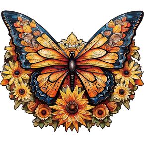 Wooden Puzzles for Adults - 200 Pieces Butterfly Unique Shaped Wooden Jigsaw Puzzles for Adults, Medium Size 10'' x 12'' Adult Wood Puzzles for Family Friend Game