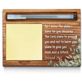 Christian Bible Verse Sticky Note Holder, Religious Note Holder, Jeremiah 29: 11 Christian Encouragement Inspirational Gifts for Women, Men, Coworkers, Friends, Self-Stick Note Pad Holders WPP36