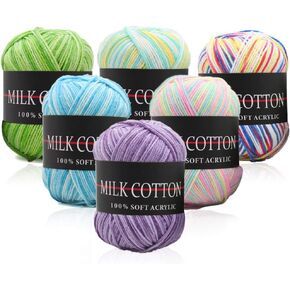 Park 6x300g Yarn Skeins Assorted Colors - Acrylic Soft Yarn for Knitting & Crochet, Includes 650 Yards