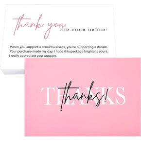 RXBC2011 Thank you for your order card Thanks Script Postcard Size 4x6 Inch Pack of 50 Pink